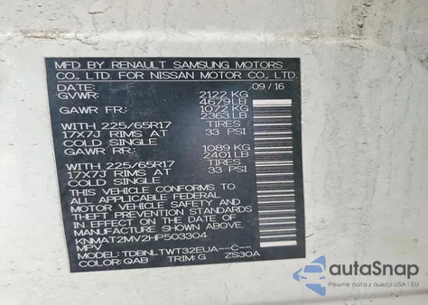 2017 Nissan Rogue S z USA, uszkodzony, nr VIN KNMAT2MV2HP503304